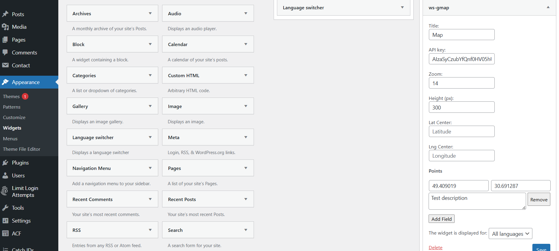 WP Google maps admin