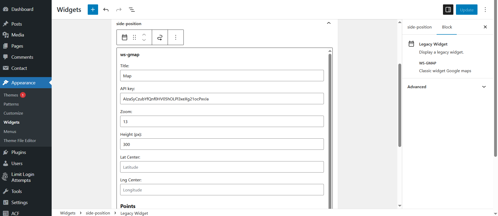 WP Google maps admin